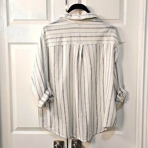 NWT Club Z Collection Women's Metallic Striped Button-Up Blouse 2X - Picture 7 of 11